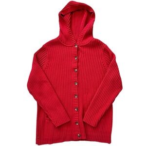 Lauren Ralph Lauren Red 8 Button Front Pockets Hooded Hood Cardigan Sweater 1X